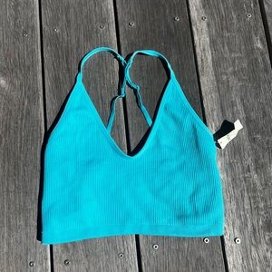 Aerie blue tank top, crop top, size small, open back